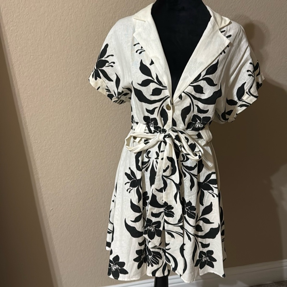 Zara Printed Linen Dress